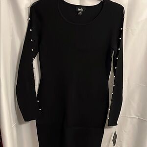 Black Dress with Pearl Accents